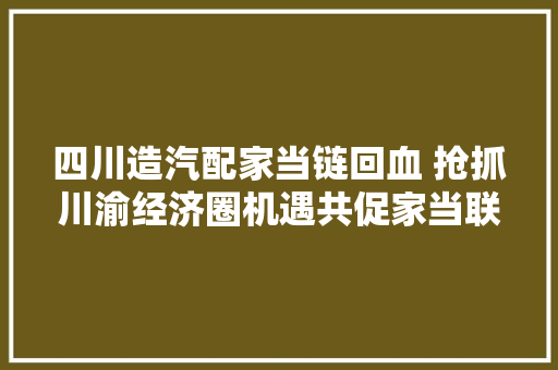 四川造汽配家当链回血 抢抓川渝经济圈机遇共促家当联盟