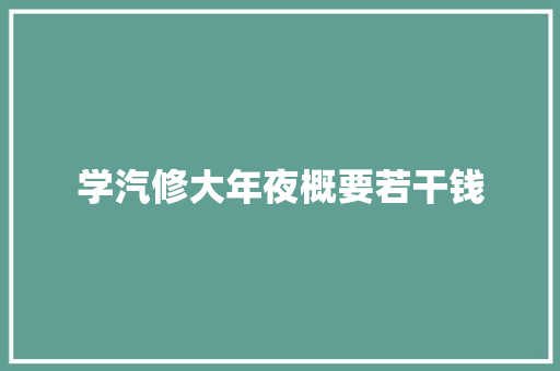 学汽修大年夜概要若干钱