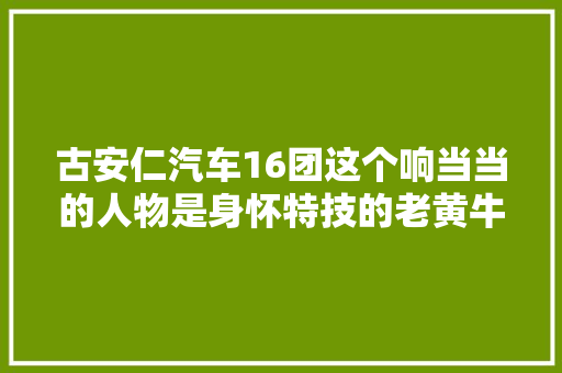 古安仁汽车16团这个响当当的人物是身怀特技的老黄牛
