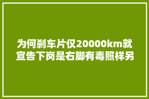 为何刹车片仅20000km就宣告下岗是右脚有毒照样另有隐情…