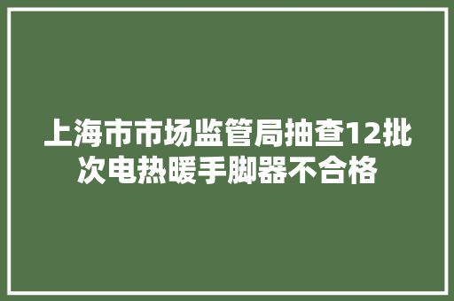 上海市市场监管局抽查12批次电热暖手脚器不合格