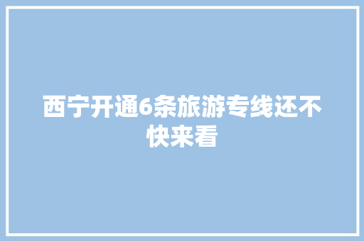 西宁开通6条旅游专线还不快来看
