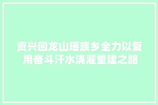资兴回龙山瑶族乡全力以复 用奋斗汗水浇灌重建之路