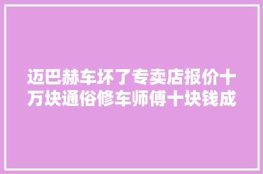 迈巴赫车坏了专卖店报价十万块通俗修车师傅十块钱成本器械修好
