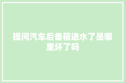 提问汽车后备箱进水了是哪里坏了吗