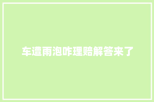 车遭雨泡咋理赔解答来了