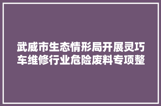 武威市生态情形局开展灵巧车维修行业危险废料专项整治