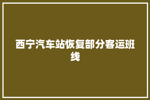 西宁汽车站恢复部分客运班线