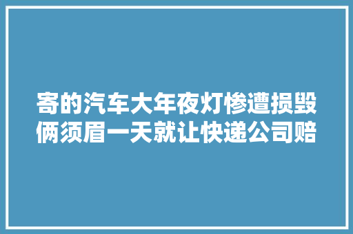 寄的汽车大年夜灯惨遭损毁俩须眉一天就让快递公司赔了7万最后他俩竟被抓了