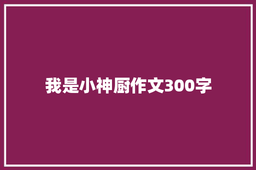 我是小神厨作文300字