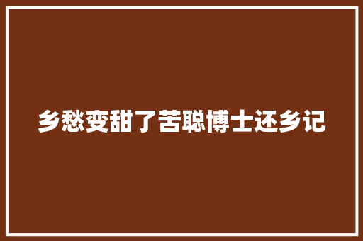 乡愁变甜了苦聪博士还乡记