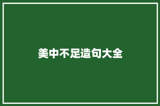 美中不足造句大全 知识百科