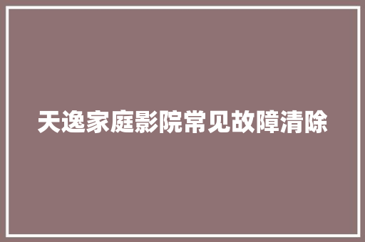 天逸家庭影院常见故障清除
