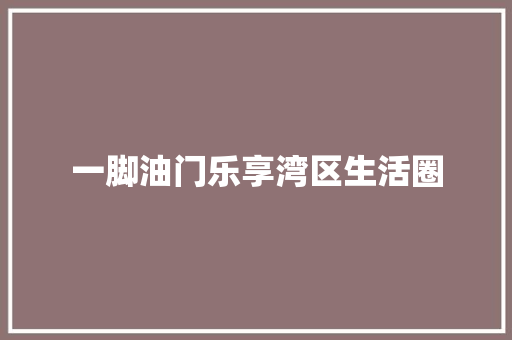 一脚油门乐享湾区生活圈