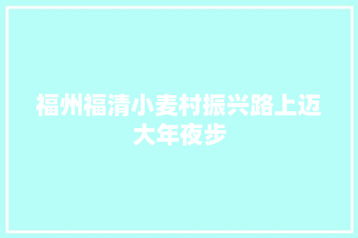 福州福清小麦村振兴路上迈大年夜步
