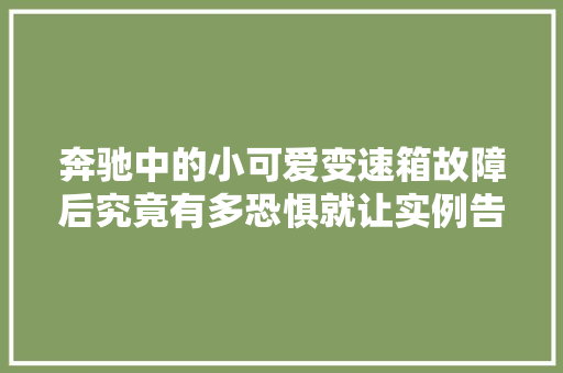 奔驰中的小可爱变速箱故障后究竟有多恐惧就让实例告诉你 汽车知识