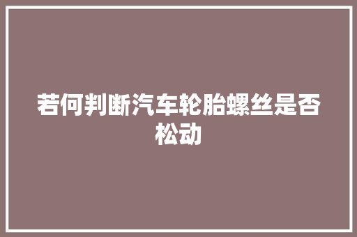若何判断汽车轮胎螺丝是否松动