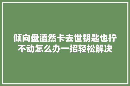 倾向盘溘然卡去世钥匙也拧不动怎么办一招轻松解决