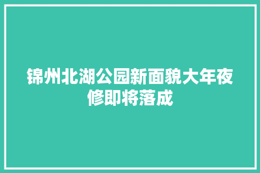 锦州北湖公园新面貌大年夜修即将落成