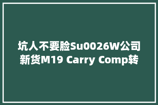 坑人不要脸Su0026W公司新货M19 Carry Comp转轮手枪