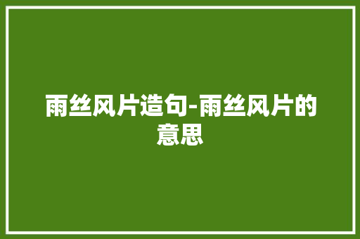 雨丝风片造句-雨丝风片的意思