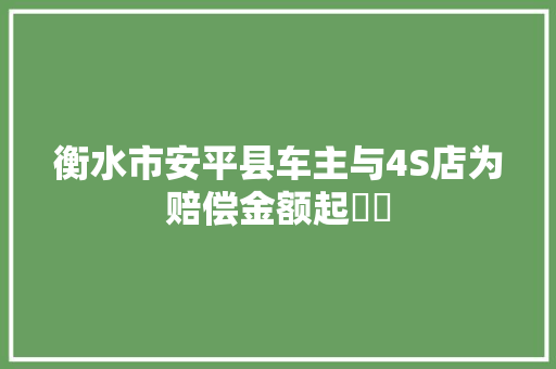 衡水市安平县车主与4S店为赔偿金额起轇轕 汽车知识