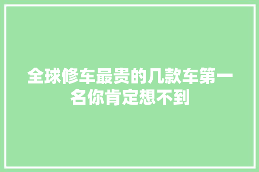 全球修车最贵的几款车第一名你肯定想不到
