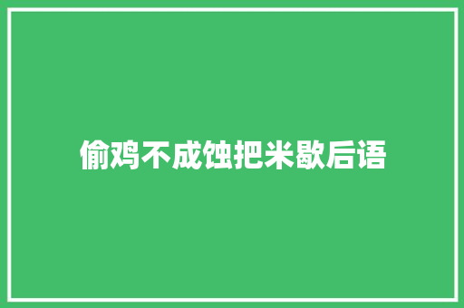 偷鸡不成蚀把米歇后语