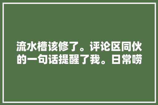 流水槽该修了。评论区同伙的一句话提醒了我。日常唠嗑