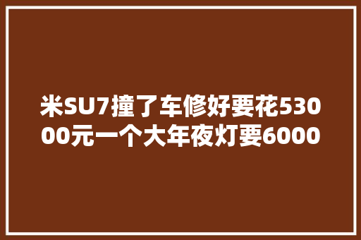 米SU7撞了车修好要花53000元一个大年夜灯要6000多元