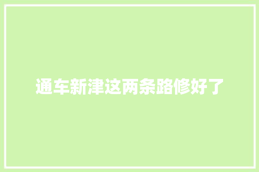 通车新津这两条路修好了