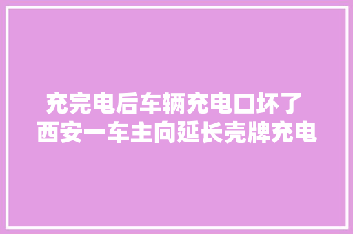充完电后车辆充电口坏了 西安一车主向延长壳牌充电站讨说法