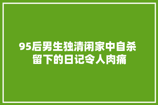 95后男生独清闲家中自杀 留下的日记令人肉痛