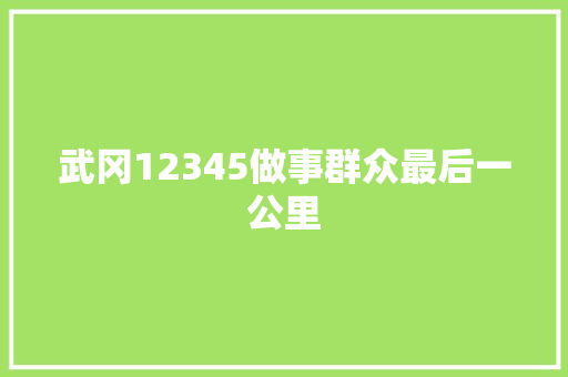 武冈12345做事群众最后一公里