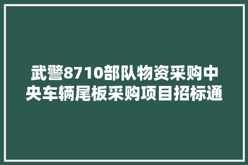 武警8710部队物资采购中央车辆尾板采购项目招标通知书记更正通知书记
