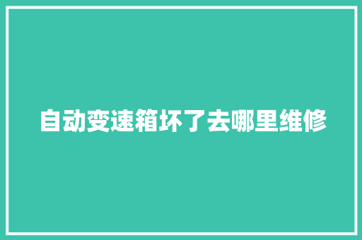 自动变速箱坏了去哪里维修