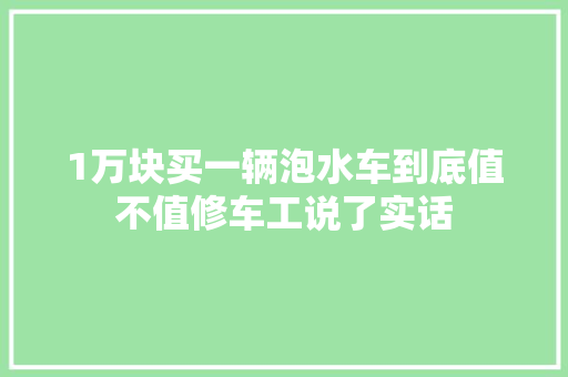 1万块买一辆泡水车到底值不值修车工说了实话