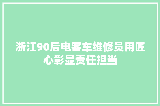 浙江90后电客车维修员用匠心彰显责任担当