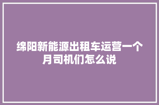 绵阳新能源出租车运营一个月司机们怎么说