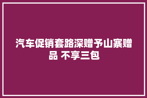 汽车促销套路深赠予山寨赠品 不享三包