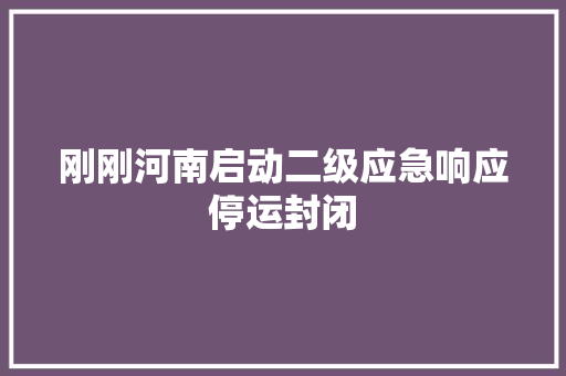 刚刚河南启动二级应急响应停运封闭