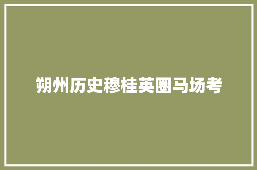 朔州历史穆桂英圈马场考