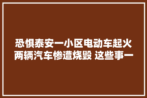 恐惧泰安一小区电动车起火两辆汽车惨遭烧毁 这些事一定要留心