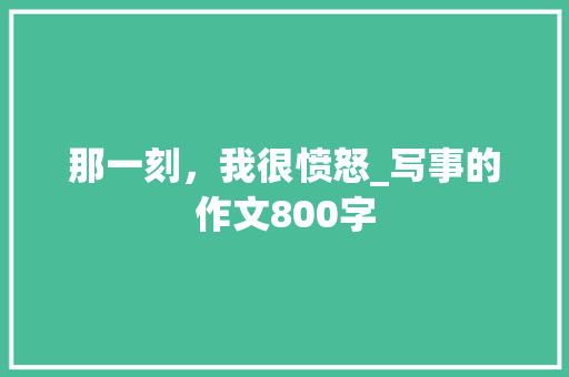 那一刻，我很愤怒_写事的作文800字