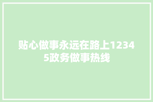贴心做事永远在路上12345政务做事热线