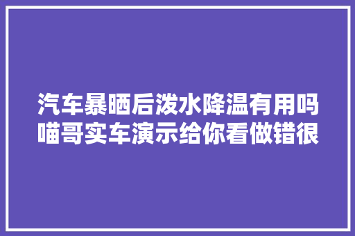 汽车暴晒后泼水降温有用吗喵哥实车演示给你看做错很伤车