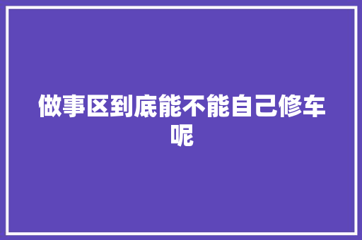 做事区到底能不能自己修车呢