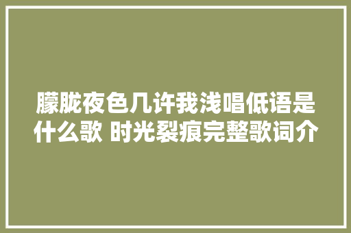 朦胧夜色几许我浅唱低语是什么歌 时光裂痕完整歌词介绍