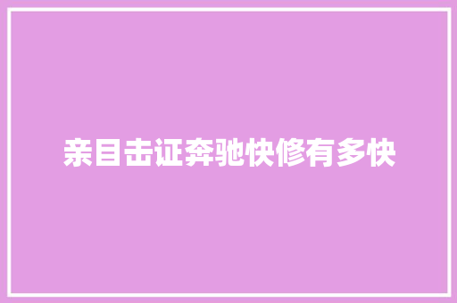 亲目击证奔驰快修有多快