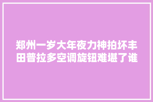 郑州一岁大年夜力神拍坏丰田普拉多空调旋钮难堪了谁